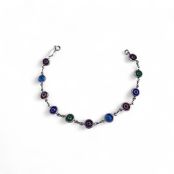 PULSEIRA OLHO GREGO COLORIDA PRATA 925 - New prata e cia