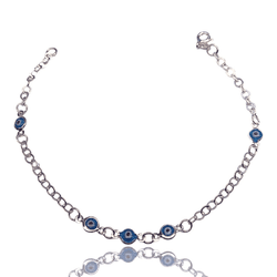 PULSEIRA 5 OLHO GREGO AZUL PRATA 925 - New prata e cia