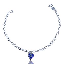 PULSEIRA CORAÇÃO OLHO GREGO PRATA 925 - New prata e cia