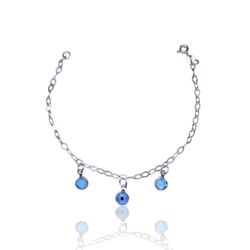 PULSEIRA OLHO GREGO PONTO LUZ ZIRCONIA AZUL PRATA ... - New prata e cia