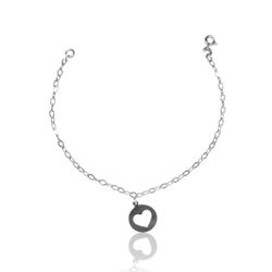PULSEIRA CORACAO VAZADA NO PINGENTE PLACA PRATA 92 - New prata e cia