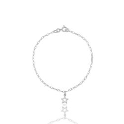 PULSEIRA ESTRELA VAZADO LISA PRATA 925 - New prata e cia