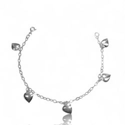 PULSEIRA 5 PINGENTE CORAÇÃO PRATA 925 - New prata e cia