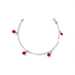 PULSEIRA INFANTIL 4 ZIRCONIA VERMELHO PRATA 925 - New prata e cia