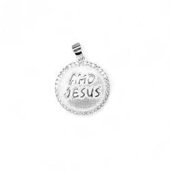 PINGENTE MEDALHA AMO JESUS ZIRCONIA - New prata e cia