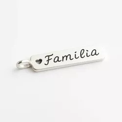 PINGENTE FAMILIA VAZADA PLACA RETANGULAR - New prata e cia