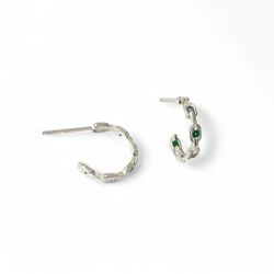 MEIA ARGOLA CORRENTE COM ZIRCONIA COLORIDA M - New prata e cia