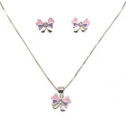 CONJUNTO INFANTIL BORBOLETA COLORIDA C/ ZIRCONIA - New prata e cia
