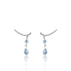 BRINCO CRAVEJADO COM GOTAS PENDURADAS AZUL - New prata e cia