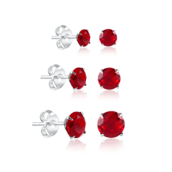 TRIO ZIRCONIA REDONDO VERMELHO - New prata e cia