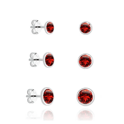 TRIO ZIRCONIA REDONDO INGLES VERMELHO - New prata e cia