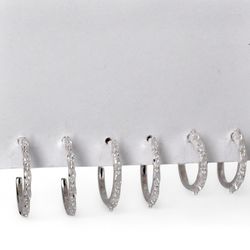 TRIO MEIA ARGOLA ZIRCONIA NAVETE - New prata e cia
