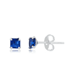 BRINCO ZIRCONIA QUADRADO AZUL 10MM - New prata e cia