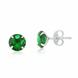 BRINCO ZIRCONIA REDONDO VERDE 8MM - New prata e cia