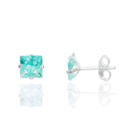 BRINCO ZIRCONIA QUADRADO VERDE CLARO 5MM - New prata e cia