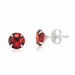 BRINCO ZIRCONIA REDONDO VERMELHO 6MM - New prata e cia