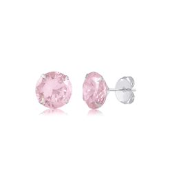 BRINCO ZIRCONIA REDONDO ROSA 6MM - New prata e cia