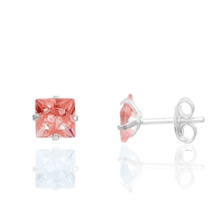 BRINCO ZIRCONIA QUADRADO VERMELHO 5MM - New prata e cia