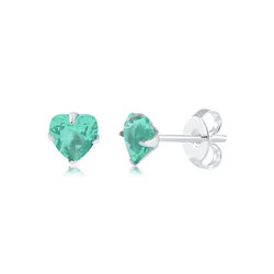 BRINCO ZIRCONIA CORACAO VERDE-AGUA 5MM - New prata e cia