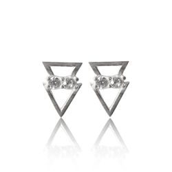 BRINCO TRIANGULO DUPLO COM ZIRCONIA - New prata e cia