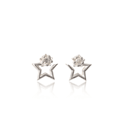 BRINCO ESTRELA VAZADA COM ZIRCONIA - New prata e cia