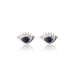 BRINCO OLHO ZIRCONIA AZUL - New prata e cia