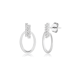 BRINCO OVAL VAZADO BASE ZIRCONIA - New prata e cia