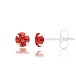 BRINCO ZIRCONIA REDONDO VERMELHO 5MM - New prata e cia