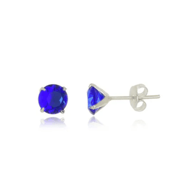 BRINCO ZIRCONIA REDONDO AZUL 5MM - New prata e cia