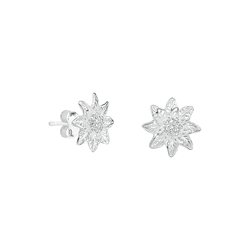 BRINCO FLOR TRABALHADA COM ZIRCONIA - New prata e cia