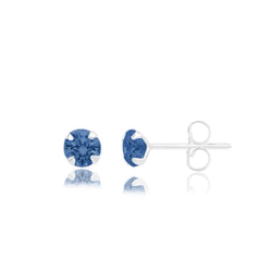 BRINCO ZIRCONIA REDONDO AZUL 4MM - New prata e cia