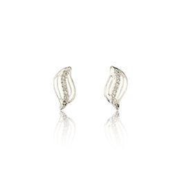 BRINCO FOLHA ONDULADA ZIRCONIA - New prata e cia