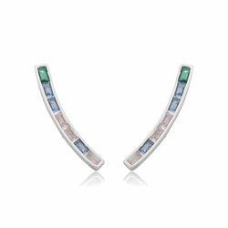 BRINCO EAR CUFF RETANGULAR COLORIDO - New prata e cia