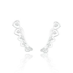 BRINCO EAR CUFF CORACOES VAZADOS COM ZIRCONIA - New prata e cia