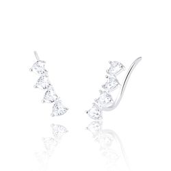 BRINCO EAR CUFF ZIRCONIA CORACAO - New prata e cia