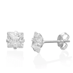 BRINCO ZIRCONIA QUADRADO 9MM - New prata e cia