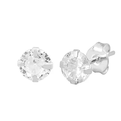 BRINCO ZIRCONIA REDONDO 9MM - New prata e cia
