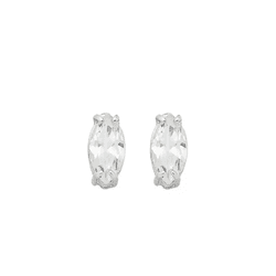 BRINCO ZIRCONIA NAVETE 8MM - New prata e cia