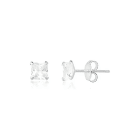 BRINCO ZIRCONIA QUADRADO 8MM - New prata e cia