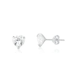 BRINCO ZIRCONIA CORACAO 7MM - New prata e cia