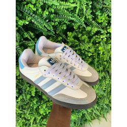 Tenis Feminino Adidas Samba Branco e Azul - 000722... - NEW STEP