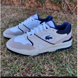 Tenis Lacoste Line BEGE/BRANCO/MARINHO - 000883035 - NEW STEP