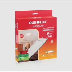 Plafon Embutido Led Quadrado 36W 2700K - Ourolux - Nicolucci