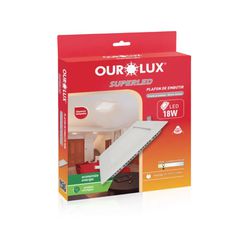 Plafon Embutido Led Quadrado 18W 2700K - Ourolux - Nicolucci