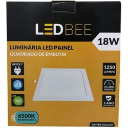 Plafon De Embutir Quadrado 18W 6500k Luz Branca - ... - Nicolucci