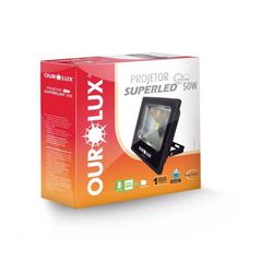 Refletor Led Slim 50W 6500K Preto Bivolt - Ourolux - Nicolucci