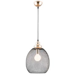 PENDENTE COPPER PRETO E DOURADO 1XE27 D28CMXA41CM - Nicolucci