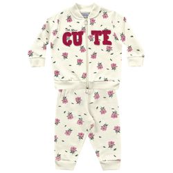 Conjunto Moletom Fakini Bebê Feminino Estampa Flor... - Nilza Baby Kids