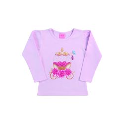 Blusa Manga Longa Dila Bebê Feminina Carruagem Ros... - Nilza Baby Kids