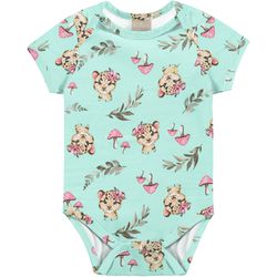 Body Milon Bebê Feminino Estampado Verde Água - 66... - Nilza Baby Kids